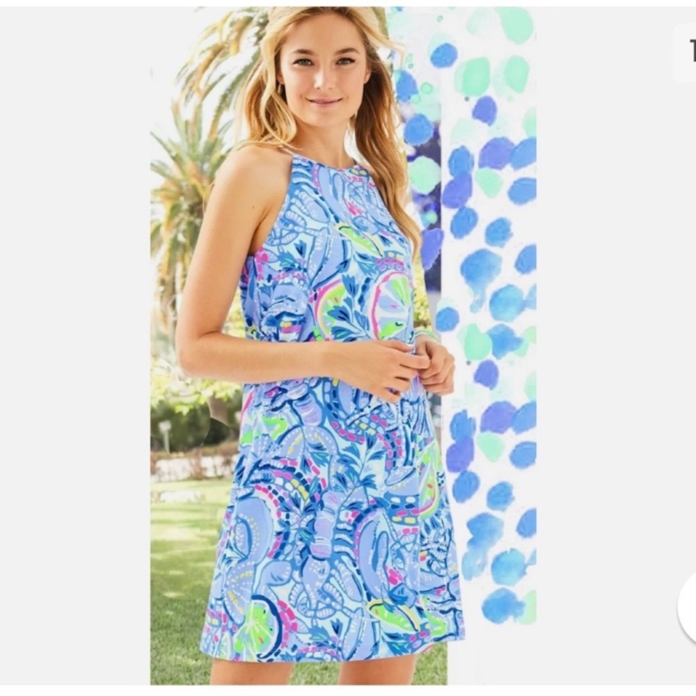 Lilly Pulitzer Margot Swing Shift Peri Pinch Pinch XS Pima Cotton Lobster Lime